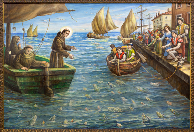 St. Anthony of Padua preaching to a school of fish.
